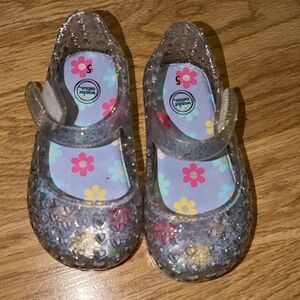 Wonder Nation Clear Jelly Slippers with Floral Insole